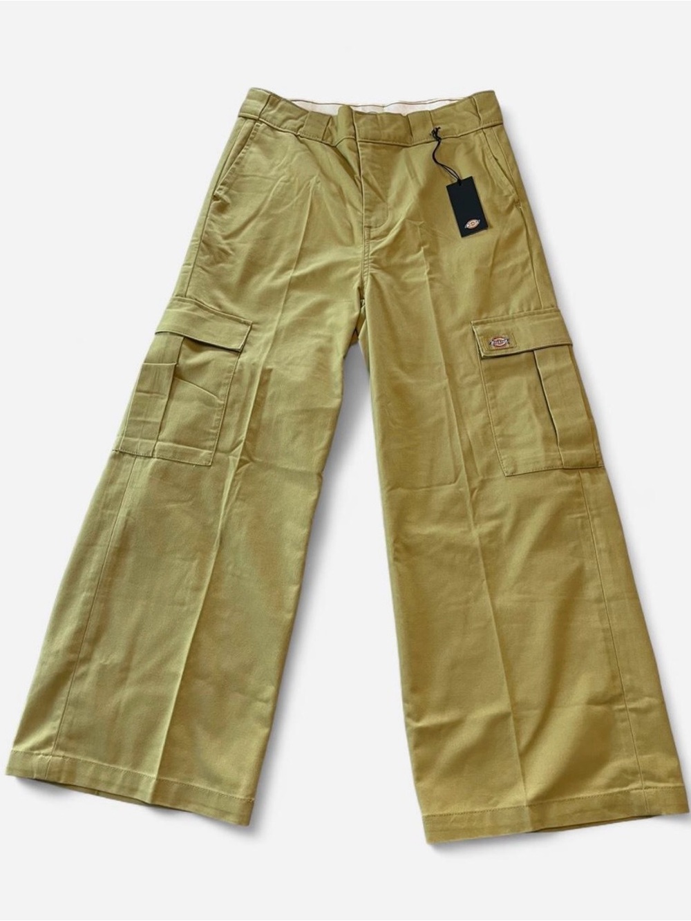 NWT Dickies Women’s Wide Leg Cargo Pants Dark Khaki Size 6R Utility Workwear